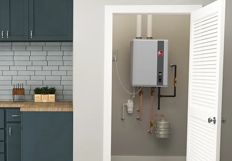 Rheem+High+Efficiency+Condensing+Indoor+9.0+GPM+Tankless+Gas+Water+Heater